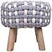 Sgabello Grigio In Cotone Intrecciato E Legno 40x40x36h - Foto miniatura 2