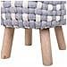 Sgabello Grigio In Cotone Intrecciato E Legno 40x40x36h - Foto miniatura 4