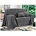 Telo Arredo Copridivano Multiuso Copritutto Misto Cotone Modello Multirighe 260x260 Carbone - Foto miniatura 1