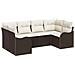 Set Divano Giardino 6 pezzi con cuscini Marrone Rattan Polyrattan, Divano Giardino 2 posti con cuscini Marrone Rattan Polyrattan - Foto miniatura 1