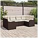 Set Divano Giardino 6 pezzi con cuscini Marrone Rattan Polyrattan, Divano Giardino 2 posti con cuscini Marrone Rattan Polyrattan - Foto miniatura 2