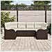 Set Divano Giardino 6 pezzi con cuscini Marrone Rattan Polyrattan, Divano Giardino 2 posti con cuscini Marrone Rattan Polyrattan - Foto miniatura 3
