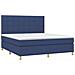 Letto a Molle con Materasso e LED Blu 160x200 cm in Tessuto - Foto miniatura 3