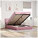 Struttura Letto Pouf con Materasso Rosa 140x200 cm in Velluto - Foto miniatura 2