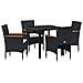 Set da Pranzo per Giardino con cuscino 5 pcs Nero Poly Rattan - Foto miniatura 1