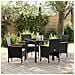 Set da Pranzo per Giardino con cuscino 5 pcs Nero Poly Rattan - Foto miniatura 2