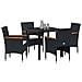 Set da Pranzo per Giardino con cuscino 5 pcs Nero Poly Rattan - Foto miniatura 3
