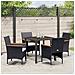 Set da Pranzo per Giardino con cuscino 5 pcs Nero Poly Rattan - Foto miniatura 4