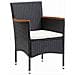 Set da Pranzo per Giardino con cuscino 5 pcs Nero Poly Rattan - Foto miniatura 6