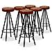 Set da Bar 7 pz in Legno Massello di Acacia Vera Pelle e Tela - Foto miniatura 7