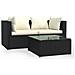 Set Divani Da Giardino 3 Pz Con Cuscini Nero In Polyrattan - Foto miniatura 1