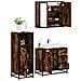 Set Mobili Da Bagno 3 Pz Rovere Fumo In Legno Multistrato - Foto miniatura 1