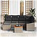 Set Divano da Giardino con Cuscini in 7 pezzi Grigio Polyrattan Acacia - Foto miniatura 3