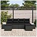 Set Divano Giardino 6 Pezzi con Cuscini Nero in Rattan Polimerico - Foto miniatura 3