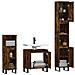 Set Mobili da Bagno 3 pz Rovere Fumo in Legno Multistrato - Foto miniatura 4