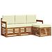 Set divani 4 pcs Naturale e Crema Legno di Acacia Massello - Foto miniatura 1