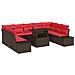Set Divano da Giardino con cuscino 10 pcs Marrone e rosso - Foto miniatura 1