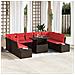Set Divano da Giardino con cuscino 10 pcs Marrone e rosso - Foto miniatura 2