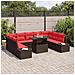 Set Divano da Giardino con cuscino 10 pcs Marrone e rosso - Foto miniatura 3
