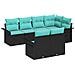 Set Divano da Giardino con cuscino 7 pcs Nero Poly Rattan - Foto miniatura 1