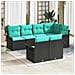 Set Divano da Giardino con cuscino 7 pcs Nero Poly Rattan - Foto miniatura 2