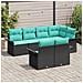 Set Divano da Giardino con cuscino 7 pcs Nero Poly Rattan - Foto miniatura 3