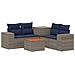 Set di divani 6 pz Grigio e Blu Navy Rattan sintetico e Acciaio - Foto miniatura 1