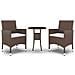 Set Bistrot Giardino 3 pz Polyrattan e Vetro Temperato Marrone - Foto miniatura 1