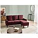 Divano 3 Posti Avesta Tessuto Bordeaux Con Ottomana - Foto miniatura 1