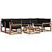 Set di divani da esterno con cuscino 7 pcs Naturale e Nero - Foto miniatura 3