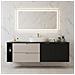 Mobile sottolavabo, Marrone e bianco, 140 cm, Con piano d'appoggio, 2 cassetti, MDF, 2 ante, Ripiano integrato, MODERNO - Foto miniatura 4