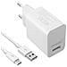 Caricabatterie A Muro Usb 3a Qualcomm Quick Charge 3.0 Cavo Usb Tipo C 1m Bianco - Foto miniatura 1