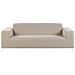 Set Lounge A 5 Posti Con Rivestimento In Tessuto Beige E Struttura Bianca Rovigo - Foto miniatura 4