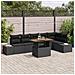 Set da Pranzo da Giardino a 7 Pezzi con Cuscini Nero Polyrattan Acacia - Foto miniatura 2