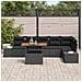Set da Pranzo da Giardino a 7 Pezzi con Cuscini Nero Polyrattan Acacia - Foto miniatura 3
