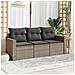 Set Divani da Giardino 3 pz con Cuscini Grigio in Polyrattan - Foto miniatura 2