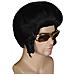 Parrucca Da Uomo Stile Anni '50-'60 Elvis Set Con Occhiali Circonferenza 56 Cm Nera - Foto miniatura 1