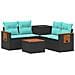 Set di divani 6 pz Nero e Blu Rattan sintetico e Acciaio - Foto miniatura 1