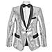 Giacca Da Uomo Per Smoking Con Paillettes Argentate Taglia 48 - Foto miniatura 1