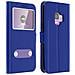 Custodia Galaxy S9 Sportellino 2x Finestre Cover Silicone Gel - Blu - Foto miniatura 6