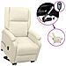 Poltrona Alzapersona Massaggio Reclinabile Crema Tessuto - Foto miniatura 1