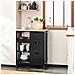 Carrello Cucina Credenza Da Cucina O Bagno Con 3 Cassetti E 1 Cestino L68*p38*a85 Cm Colore Nero Fkw79-sch - Foto miniatura 5