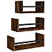 Set Mensole Parete Con Aste 3pz Rovere Fumo Legno Multistrato - Foto miniatura 2