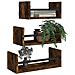 Set Mensole Parete Con Aste 3pz Rovere Fumo Legno Multistrato - Foto miniatura 3