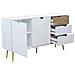 Mobile Credenza Madia Da Interno In Legno Con 2 Ante E 3 Cassetti 147x39x82h Cm Natural White - Foto miniatura 2