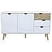 Mobile Credenza Madia Da Interno In Legno Con 2 Ante E 3 Cassetti 147x39x82h Cm Natural White - Foto miniatura 4