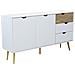 Mobile Credenza Madia Da Interno In Legno Con 2 Ante E 3 Cassetti 147x39x82h Cm Natural White - Foto miniatura 1