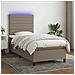 Letto a Molle con Materasso e LED Tortora 90x190 cm in Tessuto - Foto miniatura 3