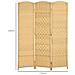 Paravento a 3 Ante Pieghevole per Interni Autoportante e Intrecciato, 135x180 cm, color Legno - Foto miniatura 6