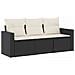 Set Divani da Giardino 3 pz con Cuscini in Polyrattan Nero - Foto miniatura 1